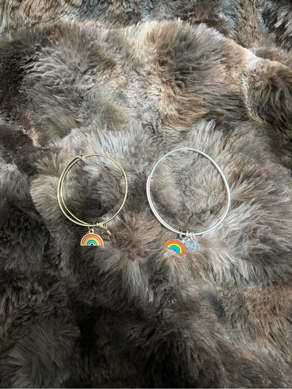 Alex and Ani Gold and Silver Rainbow Charm Bangle Duo